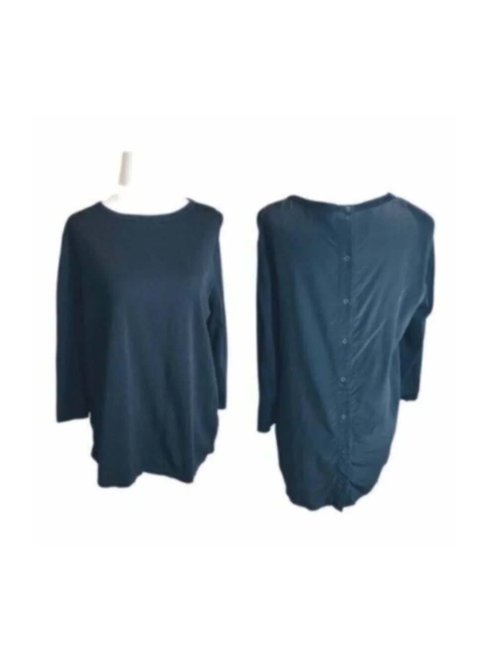 COS Black Blouse with Silk Blend Back Button Down Blouse Med